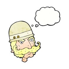 cartoon victorian big game hunter with thought bubble N10
