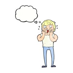 cartoon gasping man with thought bubble N9