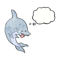 funny cartoon shark with thought bubble N29
