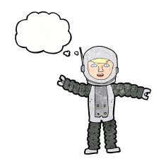 cartoon astronaut with thought bubble N129