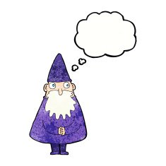 cartoon wizard with thought bubble N22