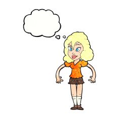 cartoon pretty woman with thought bubble N289