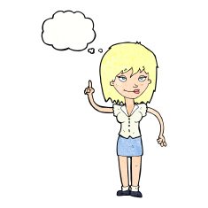 cartoon woman with idea thought bubble N255