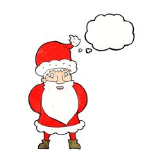 cartoon santa claus with thought bubble N207