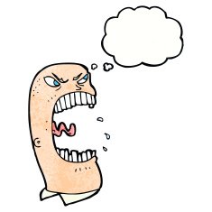 cartoon furious man shouting with thought bubble N11