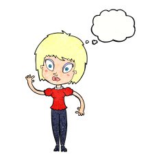 cartoon pretty girl with thought bubble N107