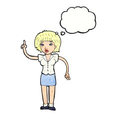 cartoon woman with idea thought bubble N257