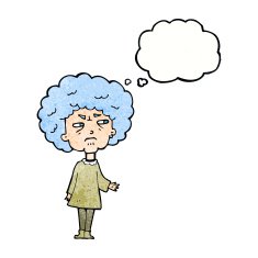 cartoon old lady with thought bubble N10