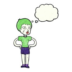 cartoon halloween girl with thought bubble N21