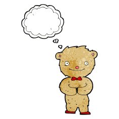 cartoon teddy bear with thought bubble N152