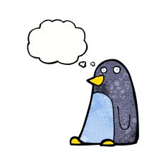 Cartoon Penguin With Thought Bubble N20