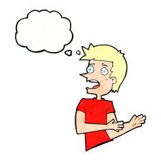 cartoon stressed man with thought bubble N72