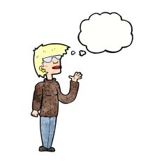 cartoon woman wearing spectacles with thought bubble N42