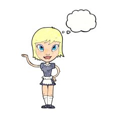 cartoon maid with thought bubble N43