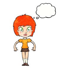 cartoon pretty girl with thought bubble N108