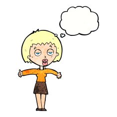 cartoon bored woman with thought bubble N31