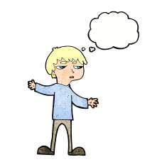 cartoon annoyed boy with thought bubble N43