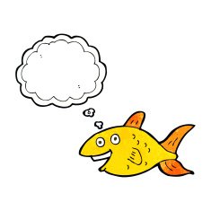 cartoon fish with thought bubble N100