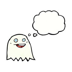 cartoon ghost with thought bubble N21