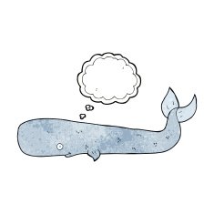 cartoon whale with thought bubble N37
