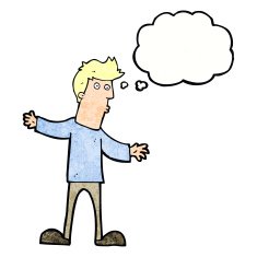 cartoon curious man with thought bubble N71