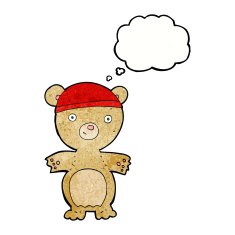 cartoon teddy bear with thought bubble N155