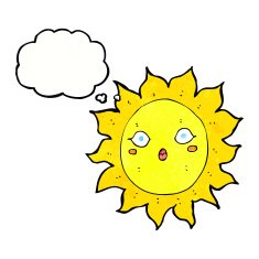 cartoon sun with thought bubble N19