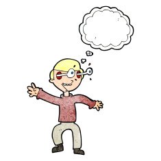 cartoon amazed boy with thought bubble N22