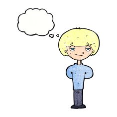 cartoon happy man with thought bubble N499
