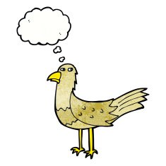 cartoon bird with thought bubble N283