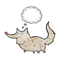 cartoon little wolf with thought bubble N36