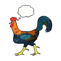 cartoon cockerel with thought bubble N28