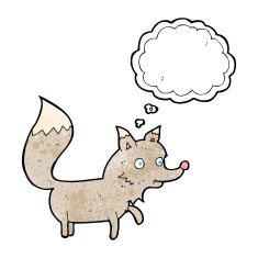 cartoon wolf cub with thought bubble N12