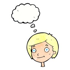 cartoon happy boy with thought bubble N255