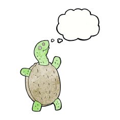 cartoon happy turtle with thought bubble N11