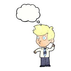 cartoon boy asking question with thought bubble N18