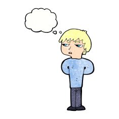 cartoon antisocial boy with thought bubble N10
