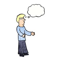 cartoon curious man with thought bubble N72