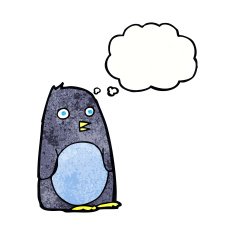 Cartoon Penguin With Thought Bubble N21