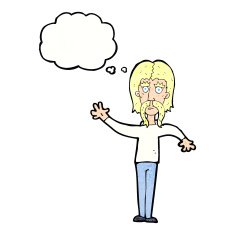cartoon waving man with mustache thought bubble N11