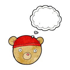cartoon teddy bear hat with thought bubble N3