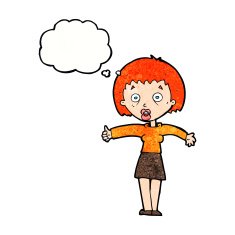 cartoon amazed woman with thought bubble N11