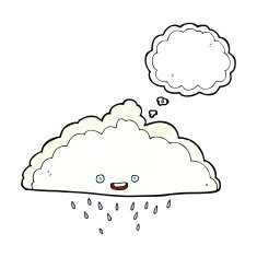 cartoon rain cloud with thought bubble N17