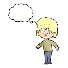 cartoon excited man with thought bubble N74