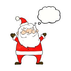 jolly santa cartoon with thought bubble N33