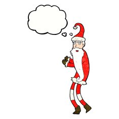 cartoon santa claus with thought bubble N210