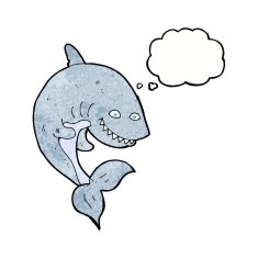 cartoon shark with thought bubble N41