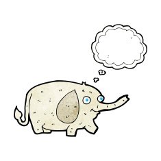 cartoon funny little elephant with thought bubble N7