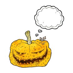 cartoon halloween pumpkin with thought bubble N21