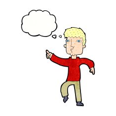 cartoon dancing man with thought bubble N19